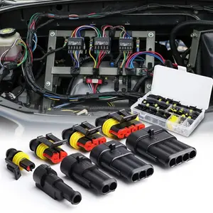 HID Waterproof Electrical Connector Set, 1-4 Pin Mixed Terminals for Automotive Truck Wiring Harness, 12A 300V Weatherproof Socket Kit with Storage Box, DIY Electrical Repair & Installation Tools