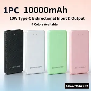 1pc 10000mah Power Bank, Dual Output USB-A & Type-C, Fast Charging, Portable Charger for iPhone Android Devices