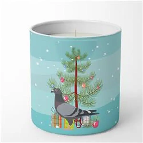 3.75 x 3.25 in. Unisex Racing Pigeon Christmas 10 oz Decorative Soy Candle, Teal