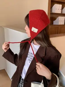 Japanese Retro Plain Knitted Ear Warmer, Autumn Winter Warm Women's Fashion Headscarf, Korean Single Color Cloth Label, Christmas Gift