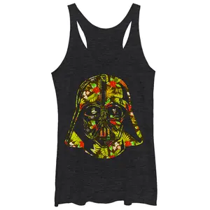 Women's Star Wars Hawaiian Print Darth Vader Helmet Racerback Tank Top