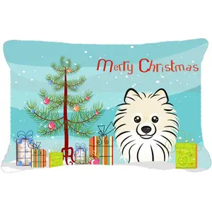 Carolines Treasures  Christmas Tree & Pomeranian Fabric Decorative Pillow
