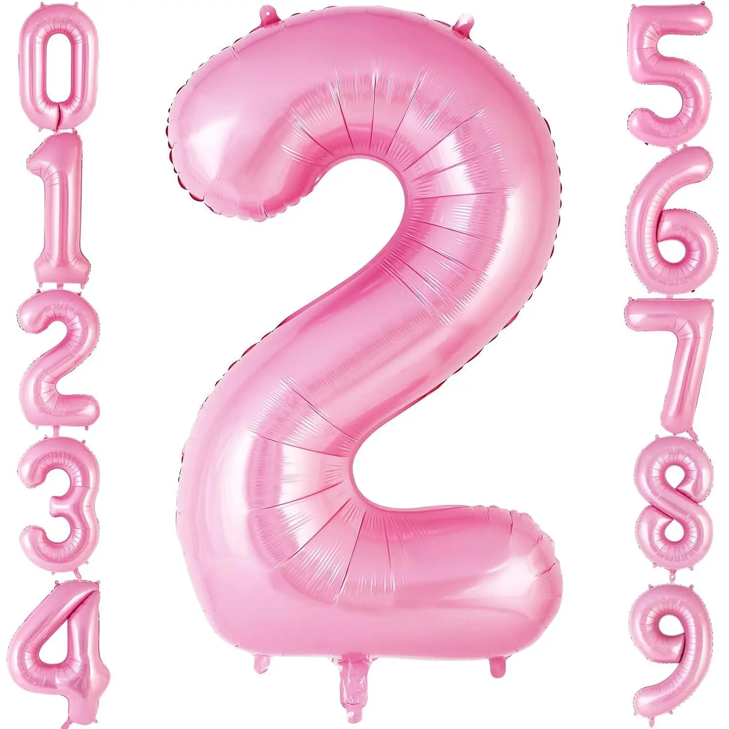 Pink Number 2 Balloon 40 Inch, Big Large Foil Helium Number Balloons, Jumbo Giant Mylar Number 2 Balloons For 2 Second Birthday Party Decorations Supplies Anniversary Celebration