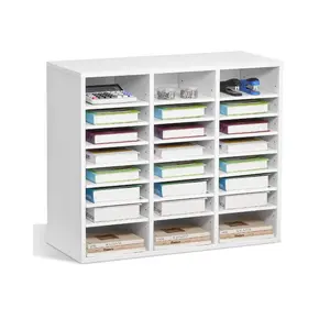 fathersdaygift VEVOR Literature Organizer, 24 Compartments Office Mailbox with Adjustable Shelves, Wooden Mailbox Sorter Medium Density Fiberboard Office Home Classroom Storage for Files, Documents, Papers, White