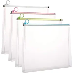 9x12 Clear Zip Plastic Envelopes File Document Paper Holder 4 Pack