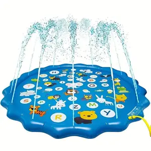 Water Splash Pad, Splash-Resistant Water Play Mat, Outdoor Lawn & Garden Toy, Summer Backyard Water Fun, Inflatable Water Slide, Inflatable Pool, Kiddie Swimming Pool, Kids Water Toys, Inflatable Water Sprinkler, Pool Float