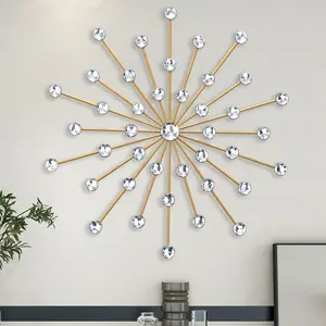 Iron Starburst Wall Decor Modern Living Room Hanging Classic Home Background Ornament Elegant Metallic Art for Room Decor