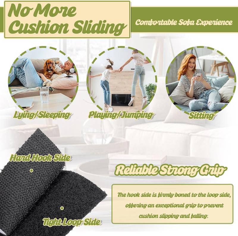 4.3 Inch x 32.8  Heavy Duty Hook and Loop Tape Strips with Adhesive Cushion Grip to  Sliding Keep Couch Cushions Mattress from Sliding, Outdoor No Punching Picture Wall Hanging Strips