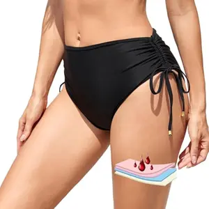 SwimWeek Women Period Swimwear High Waisted Menstrual Bikini Bottoms Leakproof Swim Bottoms for Teens, Girls