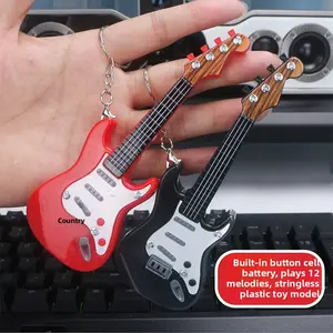 Mini Electric Guitar Keychain with Sound, Rock Music Instrument Charm, Trendy Backpack & Bag Pendant