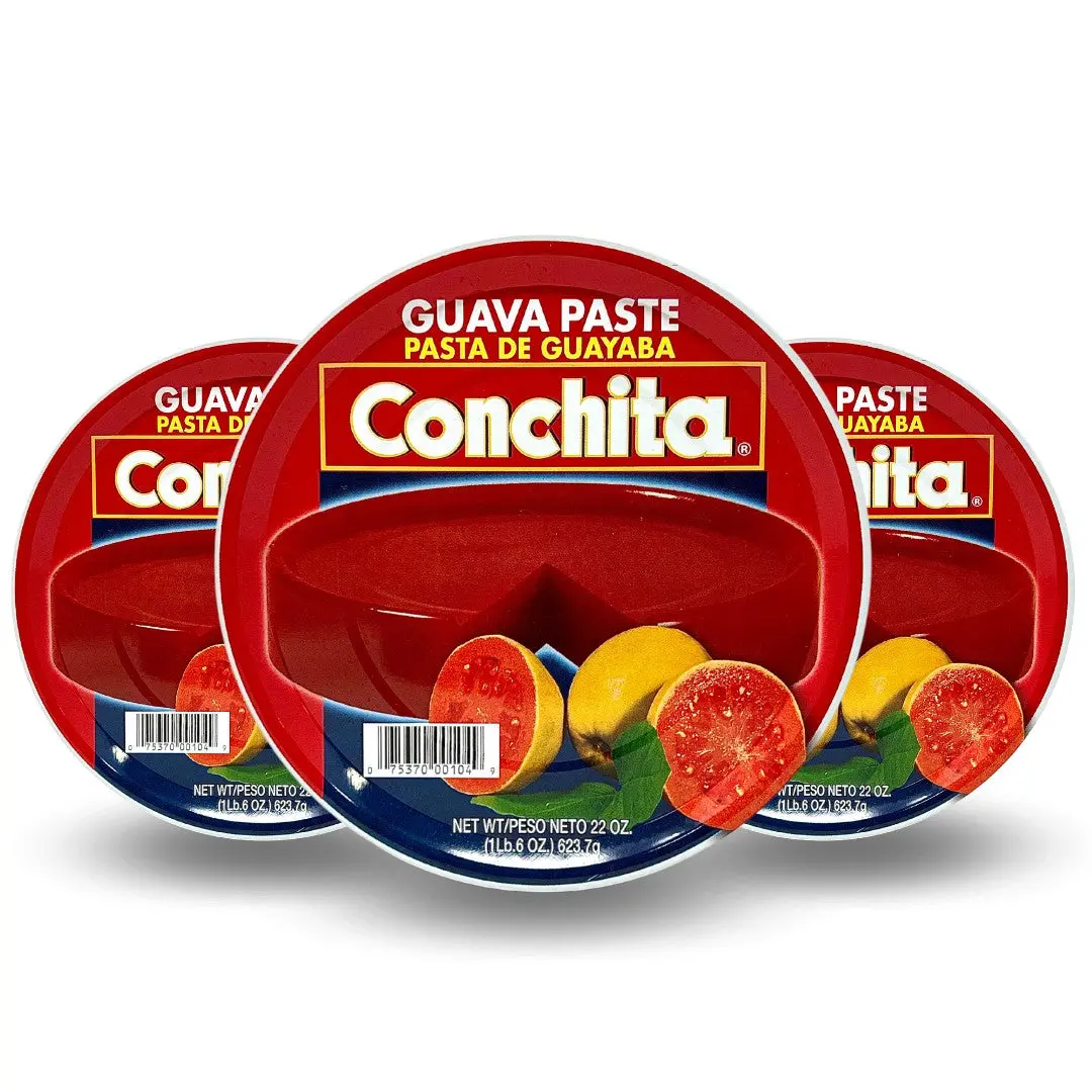 Conchita Sugar-Sweetened Ambient Guava Paste (Pasta de Guayaba) - 22oz, Pack of 3, Rich Flavor Cooking Essential, Versatile Dip Ingredient, Dish