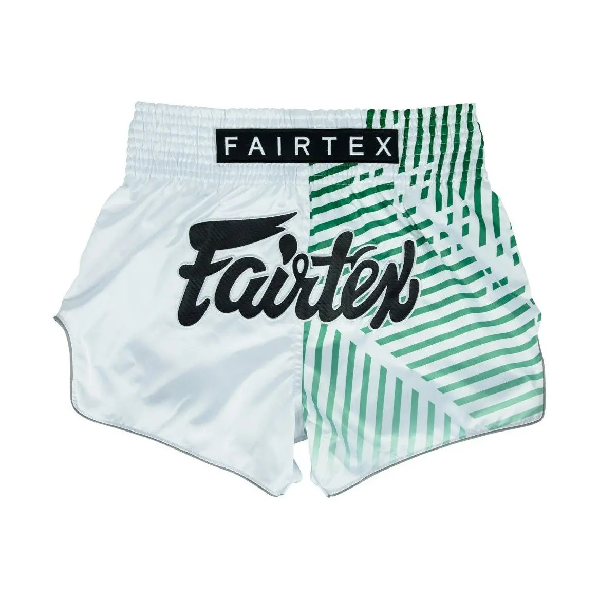 Fairtex BS1923 Racer White Slim Cut Muay Thai Boxing Shorts, Martial Arts, Slim Fit, Sporty Chic, Durability, Embroidered Details
