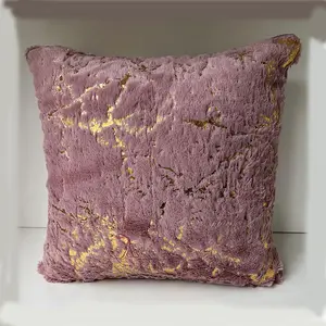 Plush Cushion Cover, Marble Printed Golden Cushion Case Cover without Filler, Soft Throw Pillow Case, Durable Cushions, Room Decor, Home Decor