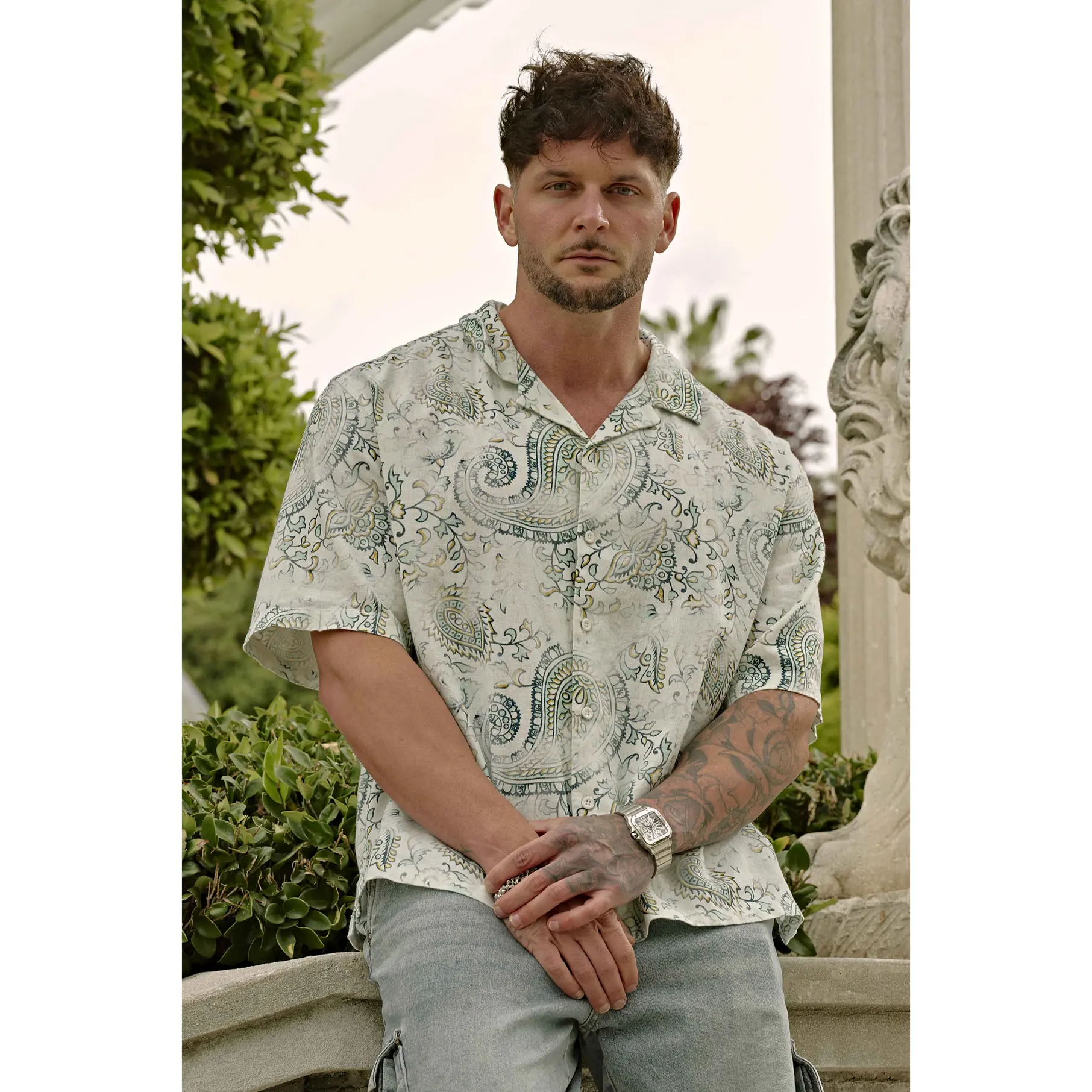 4093 - Mosaic Linen Button-Ups 4093 - Mosaic Linen Button-Ups