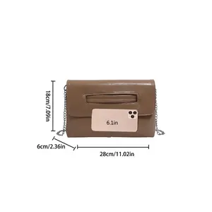 2026 New Women's PU Handbag Clutch Bag, Trendy Versatile Shoulder Crossbody Bag, Metal Chain Envelope Bag, Large Capacity Wallet Purse