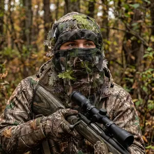 Ghillie Camo Leafy Face Mask 3D Full  Coverage Hunting Headwear for Turkey & Deer Hunters& Outdoor Gear