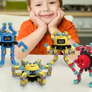 3pcs Mechanical Fidget Spinners With Strange Face Robot Gyro Toys - Transformable Chain Robot DIY Deformation, Durable Plastic Fidget Toys For Teens Adults, Relax & Collectible Gifts (Red/Blue/Yellow) - Christmas, Birthday, Graduation Gifts, Pop Fidget To