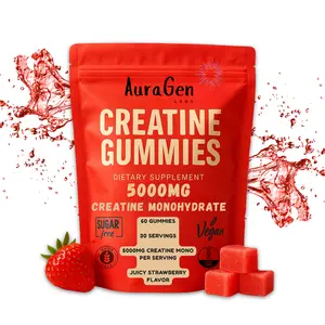 AuraGen Labs Creatine Monohydrate Gummies 5g (5000mg) | Juicy Strawberry Flavor | 30-Day Supply | Sugar-Free | Vegan | Third-Party Tested for Muscle Growth Recovery & Brain Support