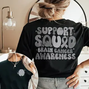 Brain Cancer Awareness Shirt, Cancer Support Squad Shirt , Gray Ribbon Shirt, Warrior Shirt, Survivor Gift, Brain Tumor Awareness Shirt # Awareness Shirt # Brain Cancer