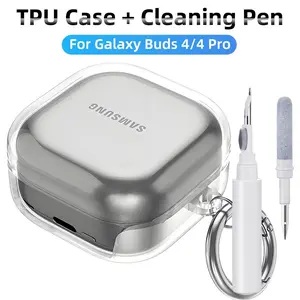 Case for Samsung Galaxy Buds 4/4 Pro - TPU Clear Cover Anti-Scratch Protection with Cleaning Pen for Buds4 Case Accessories