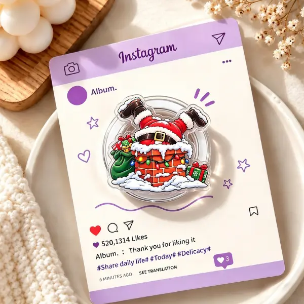 Upside Down Santa in Chimney MagSafe Phone Grip, Cute Christmas Holiday & Winter Festive PopSocket, Aesthetic Xmas Phone Accessory