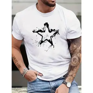 New 2025 mens clothing, short sleeve steve, y2k clothing, socks, graphic t shirts, mens shorts, mens shirts, 2000s clothing, business casual, resort wear, fashion star print mens crew neck short sleeve t shirt comfortable breathable stylish summer tops.