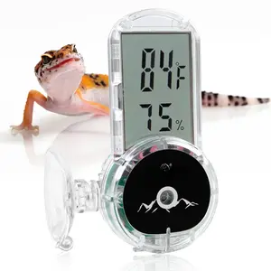 Upgraded le Terrarium Thermometer Hygrometer,Digital Pet Temperature and Humidity Gauge with Suction Cup for le Rearing Box ,4-Sides Mounting