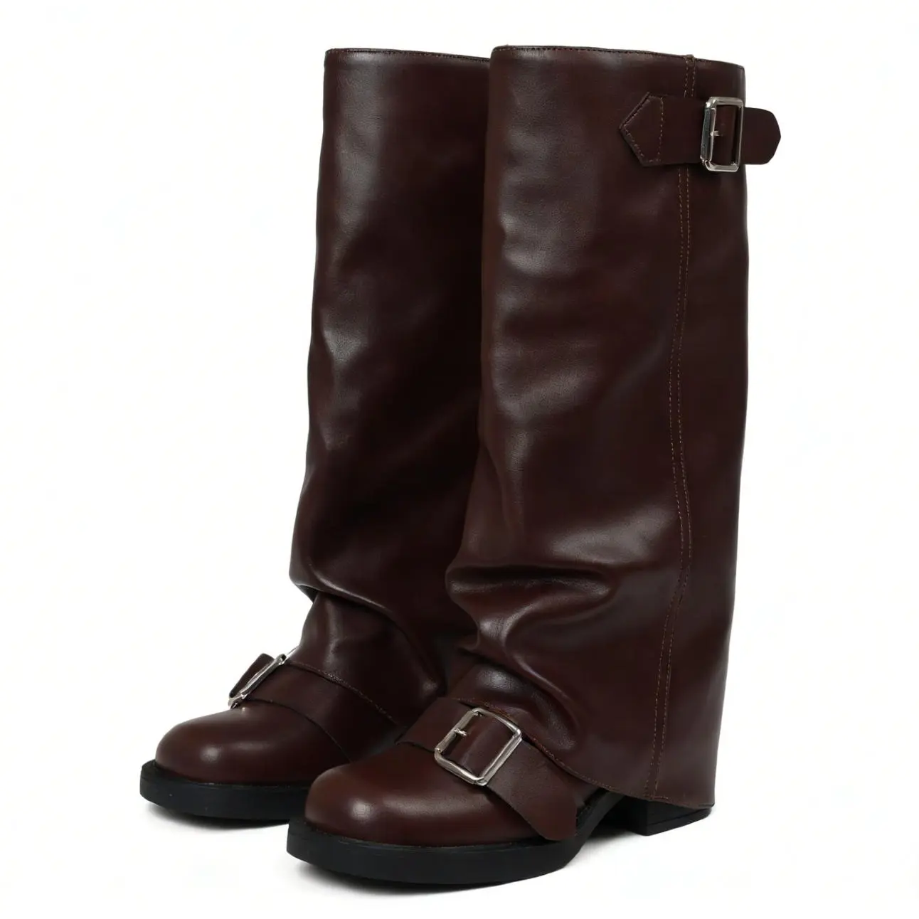 靴 00s y2k archive leather longboots NANA Heeled platform boots in black distressed leather | VANEO | Jonak