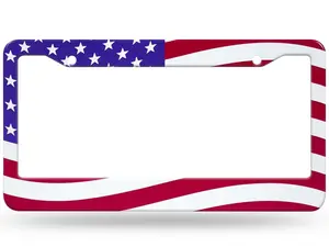 American Flag License Plate Frame Universal Aluminum Alloy US Patriotic License Plate Frame