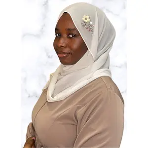 Ivory Dragonfly Encrusted Hijab - Soft Ivory Color with Decorative Accents, Versatile and Stylish Design