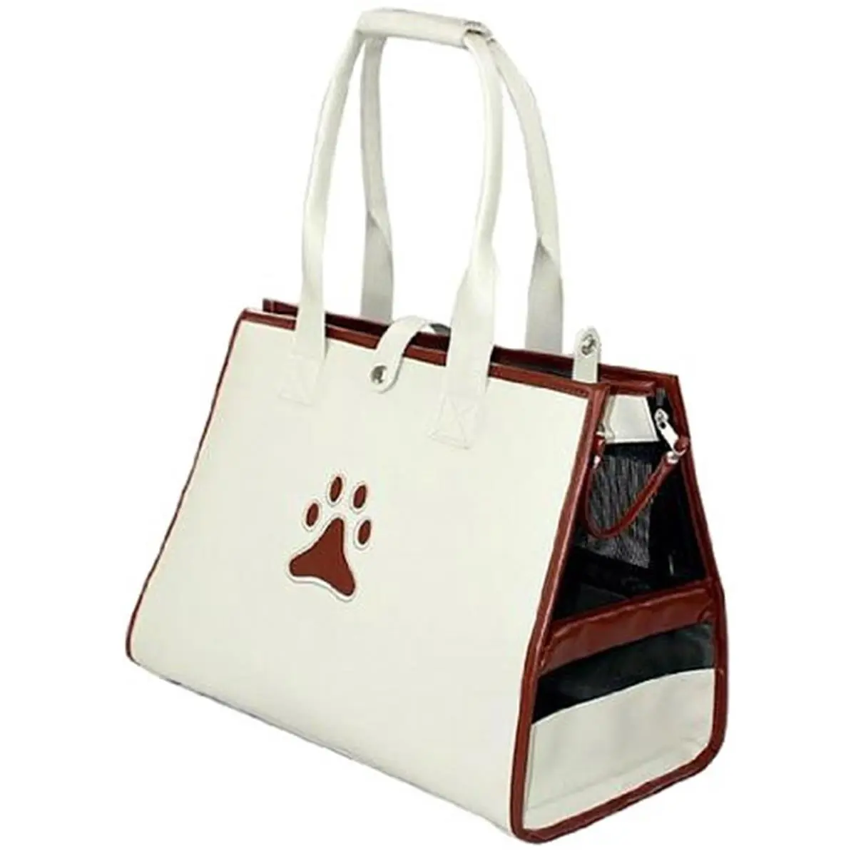 212 MAIN Posh Paw Pet Carrier by Pet Life LLC - 17.3 * 9.1 * 12.2 Inches, 20 lb Capacity, Adjustable Safety Leash, Full Visibility Breathable Nylon Mesh Dog & Cat Travel Carrier