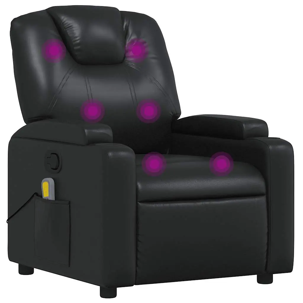 vidaXL Massage Recliner Chair, Reclining Armchair for Elderly, Wingback Push Chair for Home Theater Cinema, Modern Style, Black Faux Leather 372396