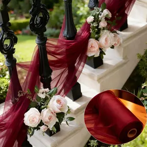 Classic Decorative Netting Roll, Polyester Material, Gift Bow, Bouquet Packaging, Wedding Party Decoration, DIY Puffy Skirt, Gift Wrapping Supplies, /murky //wine / Champagne