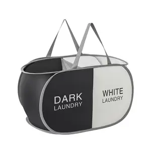 Fabric Foldable Portable Laundry Hamper - 2/3 Compartment Options, Space-Saving Collapsible Large-Capacity Clothes Organizer for Dorm, Apartment