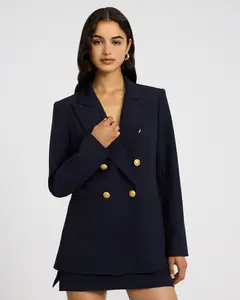 Express Studio Stretch Twill Double Breasted Novelty Button Blazer