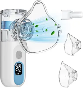 Nebulizer, Smart Digital Display Portable Nebulizer for Adults and Kids, Portable Nebulizer Machine for Breathing with Mouthpiece and Mask, Handheld Nebulizer for Travel and Home Use
