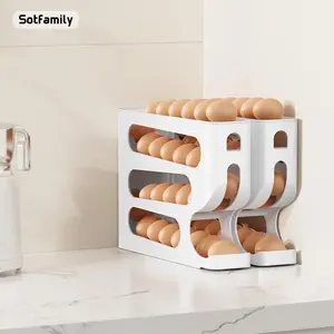 Egg Holder for Fridge, Automatic Rolling Egg Dispenser for Refrigerator, Countertop, Kitchen - Space-saving Egg Roller/Organizer/Storage/Container/Tray for Fridge - 2 Packs for 56 Large Size Eggs