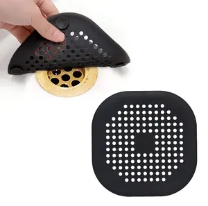 1PC Silicone Floor Drain Cover – Black/Gray Hair Strainer for Bathroom Sink, Shower Drain & Home Cleaning Essentials
