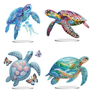 Sea Turtle Acrylic Board Diamond Painting Special Shaped Gems DIY Art Kits for Home Desktop Standing Decor 1222545