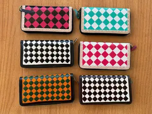 Large Checkered Zip Wallets