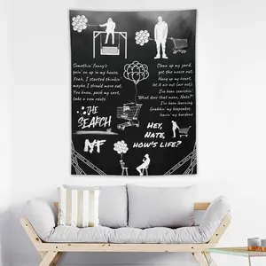 NF Hope Era Graphic Tapestry, I’m The One In Charge Lyric Wall Hanging, Black Metal Style NF Rapper Poster, Real Music Rap Fan Room Decor, NF The Search Album Art Tapestry, Dark Grunge Rapper Wall Decor