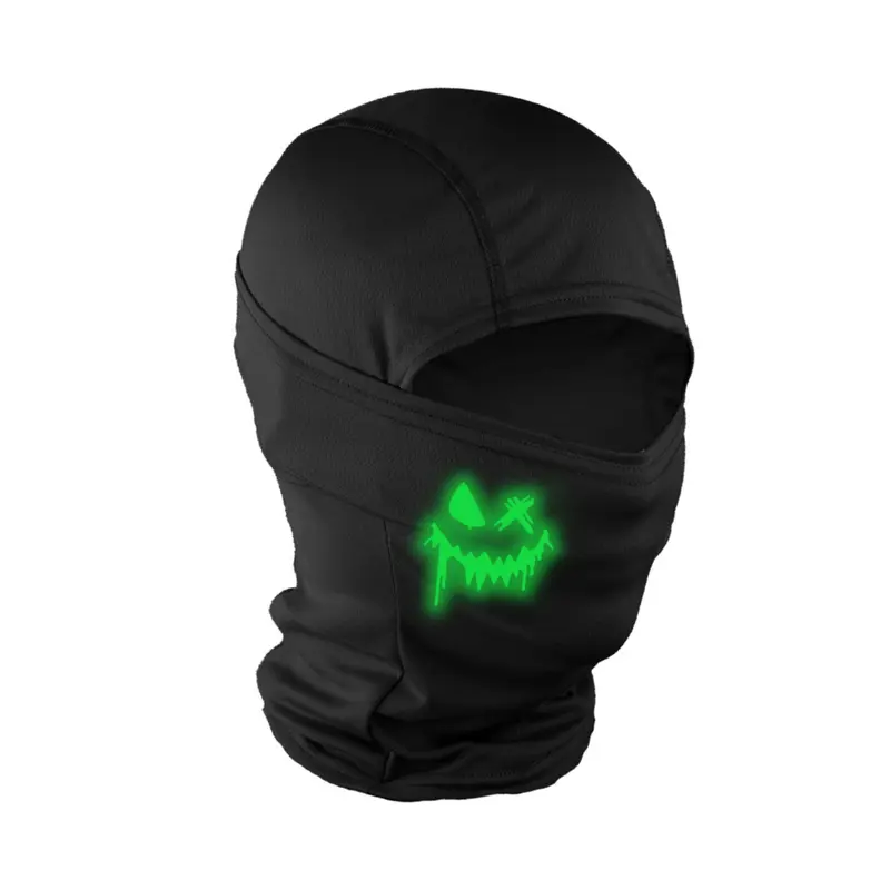 Luminous Smiling Face Print Ski Mask, Balaclava Headwear, Unisex Fitted Woven Fabric, All-Season Outdoor Sports Gear, Protective Gear, Available in Multiple Quantities