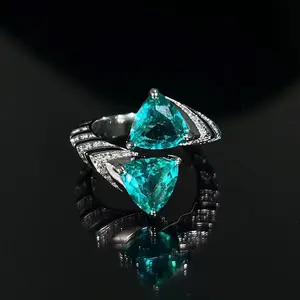 [Emerald Luxury Ring] Luxury Emerald Green Zirconia Ring | Open Size Adjustable Imitation Emerald Fine Carved Designed For Wedding Events Banquet Holidays Gift