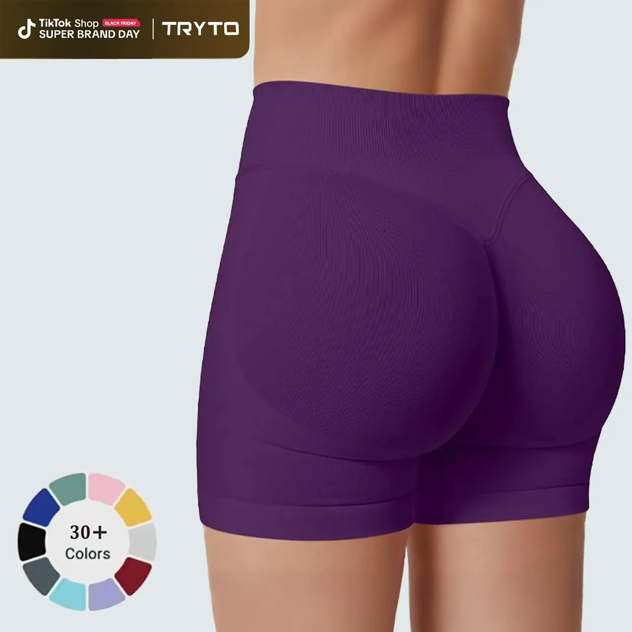 TRYTO Impact Shorts Fitness Sportswear Women Hidden Scrunch Activewear Compression Gymwear Workout Comfortable High Stretch Skinny Shorts Invisable Butt Lifting Seamless