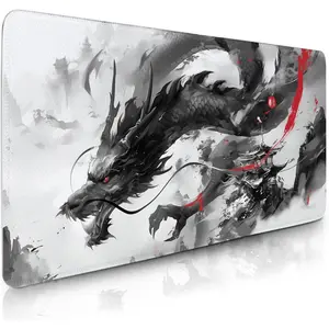 XXL Dragon Mouse Pad - Black and White Dragon Mouse Pad, Eetended Gaming Mousepad, XXL Anime Gaming Keyboard Mat, Large Extended Desk Mat for Keyboard and Mouse, 14”x 24”