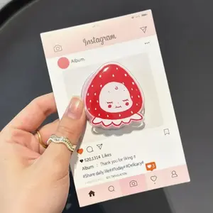 Strawberry Kewpie Kindle Accessories, Cute Phone Grip, Reader Gifts, Special Gift For Her sticky Wireless Charging Car Mount MagSafe PopGrip with Kickstand love handle pop socket magnetic