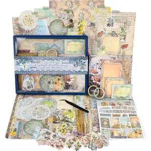 Funto Vintage Scrapbooking Kit: Wonderland, Rose Angel, Wisteria & Butterfly, Retro Travel - 96 pcs for Bullet Journaling, Scrapbooking, Planner DIY & Craft Collage