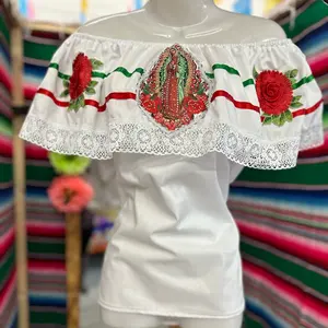 Off shoulder Mexican Blouse Inspired by the Virgen María Large