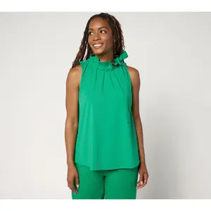 by Stacy London Cotton Jersey Sleeveless Bow Top