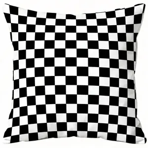 1 Piece Classic Black & White Checkerboard Throw Pillow, 18×18 Inch Modern Minimalist Accent Cushion, Digital Printed Square Decor Pillow, Breathable Seat Cushion, Soft, Breathable & Fade Resistant, Perfect for Living Room, Sofa, Bedroom